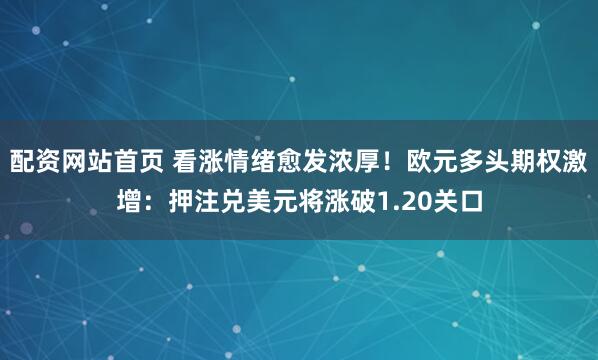 配资网站首页 看涨情绪愈发浓厚！欧元多头期权激增：押注兑美元将涨破1.20关口